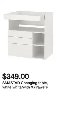 IKEA SMÅSTAD Changing table, white white/with 3 drawers offer