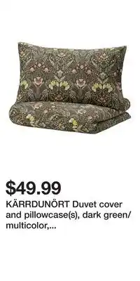 IKEA KÄRRDUNÖRT Duvet cover and pillowcase(s), dark green/multicolor, Full/Queen (Double/Queen) offer