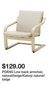 IKEA POÄNG Low-back armchair, natural/beige/Katorp natural/beige offer