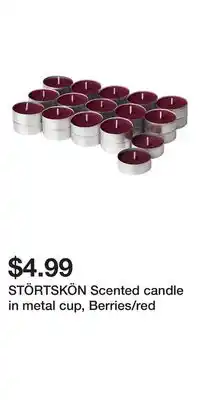 IKEA STÖRTSKÖN Scented candle in metal cup, Berries/red offer