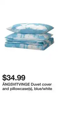 IKEA ÄNGSVITVINGE Duvet cover and pillowcase(s), blue/white offer