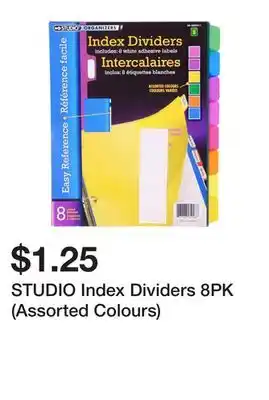 Dollarama STUDIO Index Dividers 8PK (Assorted Colours) offer