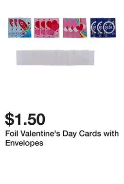 Dollarama Foil Valentine's Day Cards with Envelopes offer