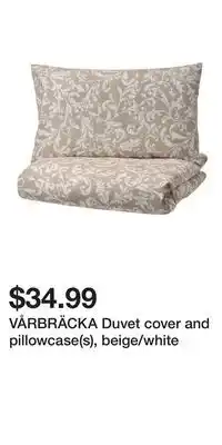 IKEA VÅRBRÄCKA Duvet cover and pillowcase(s), beige/white offer