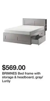 IKEA BRIMNES Bed frame with storage & headboard, gray/Luröy offer