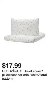 IKEA GULDVÄVARE Duvet cover 1 pillowcase for crib, white/floral pattern offer