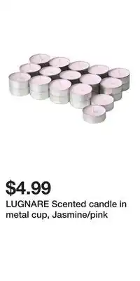 IKEA LUGNARE Scented candle in metal cup, Jasmine/pink offer