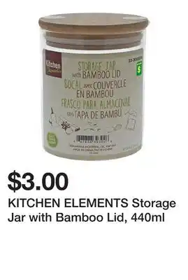 Dollarama KITCHEN ELEMENTS Storage Jar with Bamboo Lid, 440ml offer