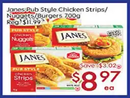 Sunny Food Mart Janes Pub Style Chicken Strips/Nuggets/Burgers offer