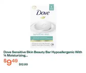 Voilà Dove Sensitive Skin Beauty Bar Hypoallergenic With ¼ Moisturizing Cream 106 g 6ct offer