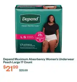 Voilà Depend Maximum Absorbency Women's Underwear Peach Large 17 Count offer