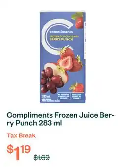 Voilà Compliments Frozen Juice Berry Punch 283 ml offer