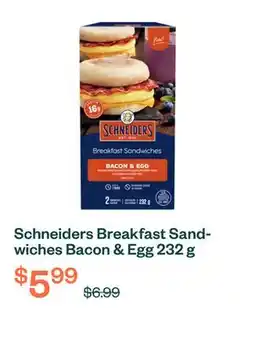 Voilà Schneiders Breakfast Sandwiches Bacon & Egg 232 g offer