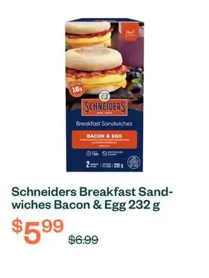 Voilà Schneiders Breakfast Sandwiches Bacon & Egg 232 g offer