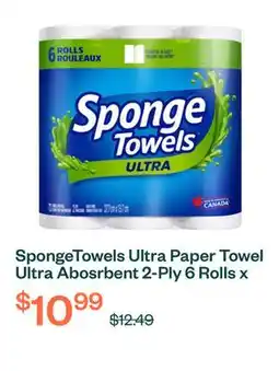 Voilà SpongeTowels Ultra Paper Towel Ultra Abosrbent 2-Ply 6 Rolls x 72 Sheets offer