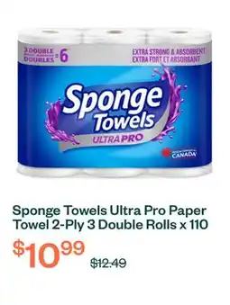 Voilà Sponge Towels Ultra Pro Paper Towel 2-Ply 3 Double Rolls x 110 Sheets offer