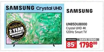 2001 Audio Video UN85DU8000 Crystal UHD 4K 120Hz Smart TV offer