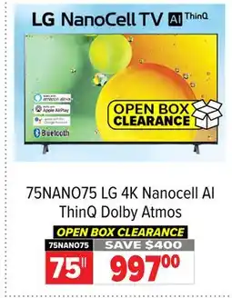 2001 Audio Video 75NANO75 4K Nanocell AI ThinQ Dolby Atmos offer