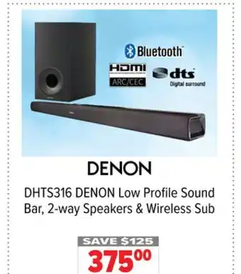 2001 Audio Video DHTS316 Low Profile Sound Bar, 2-way Speakers & Wireless Sub offer