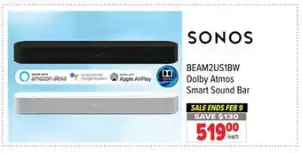 2001 Audio Video BEAM2US1BW Dolby Atmos Smart Sound Bar offer