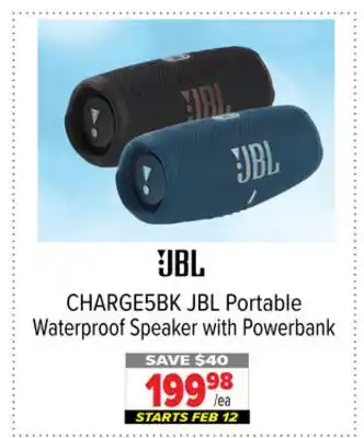 2001 Audio Video CHARGE5BK Portable Waterproof Speaker with Powerbank offer