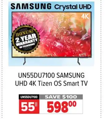 2001 Audio Video UN55DU7100 SAMSUNG UHD 4K Tizen OS Smart TV offer