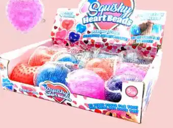 Party City Valentine's Day Squishy Heart Beads Sensory Piece Gift/Toy, 4 Colours, Ages offer