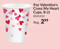 Party City 9oz Valentine's Cross My Heart Cups 8-ct offer