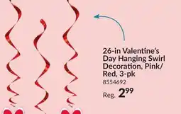 Party City 26-in Valentine's Day Hanging Swirl Decoration, Pink/Red, 3-pk offer