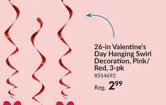 Party City 26-in Valentine's Day Hanging Swirl Decoration, Pink/Red, 3-pk offer