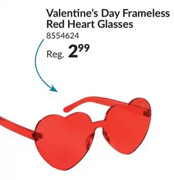 Party City Valentine's Day Frameless Red Heart Wearable Glasses for Valentine's Outfit Accessory offer