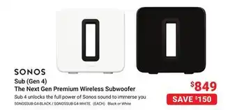 Visions Electronics SONOS Sub (Gen 4) The Next Gen Premium Wireless Subwoofer offer