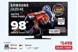 Visions Electronics SAMSUNG 98 QLED 4K Q80CA Smart TV offer