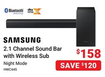 Visions Electronics Samsung 2.1 Channel Sound Bar with Wireless Sub offer