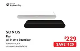 Visions Electronics SONOS Ray All in One Soundbar offer