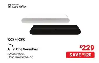 Visions Electronics SONOS Ray All in One Soundbar offer