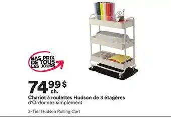 Michaels Chariot à roulettes Hudson de 3 étagères d'Ordonnez simplement | 3-Tier Hudson Rolling Cart offer