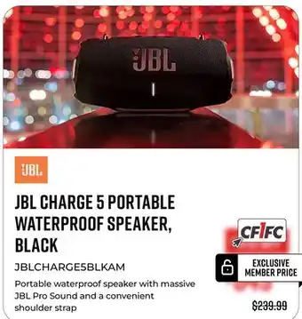 Canex JBL CHARGE 5 PORTABLE WATERPROOF SPEAKER, BLACK offer