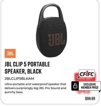 Canex JBL CLIP 5 PORTABLE SPEAKER, BLACK offer