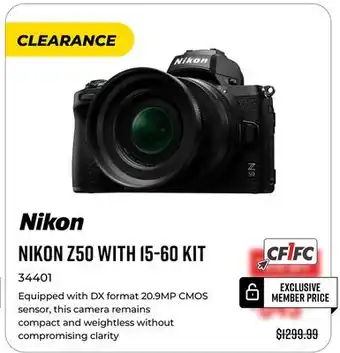 Canex NIKON Z50 WITH 15-60 KIT offer