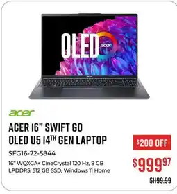 Canex ACER 16 SWIFT GO OLED U5 14TH GEN LAPTOP offer