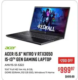 Canex ACER 15.6 NITRO V RTX3050 I5-13TH GEN GAMING LAPTOP offer