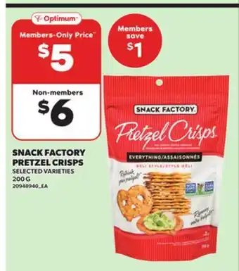 Independent Grocer SNACK FACTORY PRETZEL CRISPS, 200 G offer