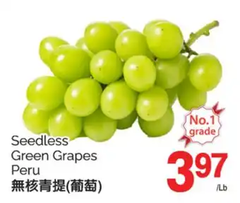 T&T Supermarket SEEDLESS GREEN GRAPES PERU offer