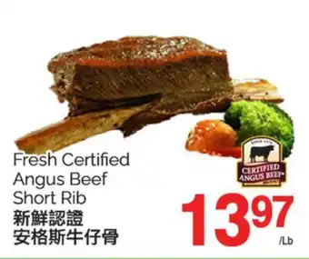 T&T Supermarket Fresh Certified Angus Beef Short Rib offer