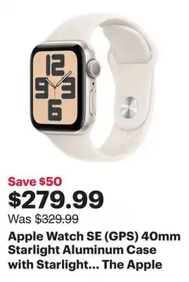 Best Buy Apple Watch SE (GPS) 40mm Starlight Aluminum Case with Starlight Sport Band - Small/Medium offer