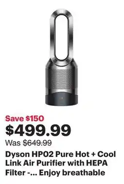 Best Buy Dyson HP02 Pure Hot + Cool Link Air Purifier with HEPA Filter - Steel Black/Nickel offer