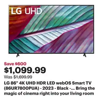 Best Buy LG 86 4K UHD HDR LED webOS Smart TV (86UR7800PUA) - 2023 - Black - Only at Best Buy offer