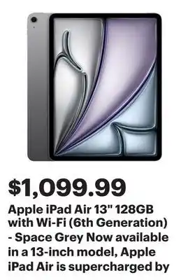 Best Buy Apple iPad Air 13 128GB with Wi-Fi (6th Generation) - Space Grey offer