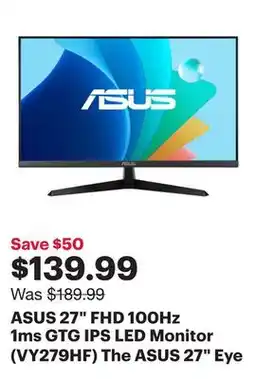 Best Buy ASUS 27 FHD 100Hz 1ms GTG IPS LED Monitor (VY279HF) offer